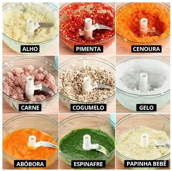 Processador Manual de Alimentos com 3 Lâminas - CLICK!